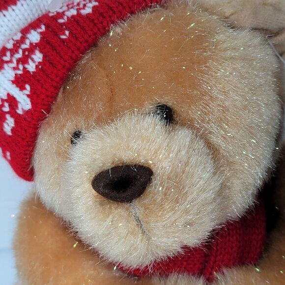 Christmas Bear Plush American Greetings Card Holder Stuffed Animal Magnet Paws - Picture 3 of 13